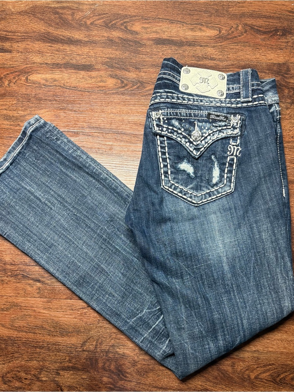 Miss Me Dark Blue Embellished Boot Cut Jeans